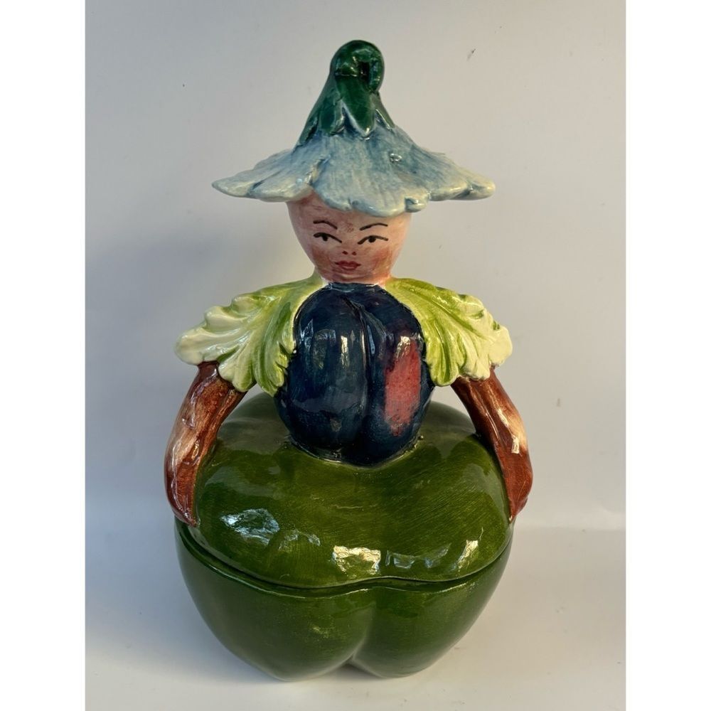 Vintage Rare Horchow Anthropomorphic "Pepper Lady " Pottery Dish